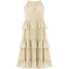 image:imageRVivimos Womens Summer Dress Boho Sleeveless Halter Layered Ruffle Casual Swing Mini Dress with PocketsBeige