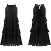 image:imageRVivimos Womens Summer Dress Boho Sleeveless Halter Layered Ruffle Casual Swing Mini Dress with PocketsBlack