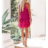 image:imageRVivimos Womens Summer Dress Boho Sleeveless Halter Layered Ruffle Casual Swing Mini Dress with PocketsHotpink