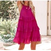 image:imageRVivimos Womens Summer Dress Boho Sleeveless Halter Layered Ruffle Casual Swing Mini Dress with PocketsHotpink