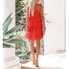 image:imageRVivimos Womens Summer Dress Boho Sleeveless Halter Layered Ruffle Casual Swing Mini Dress with PocketsOrange