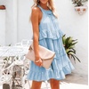image:imageRVivimos Womens Summer Dress Boho Sleeveless Halter Layered Ruffle Casual Swing Mini Dress with PocketsSkyblue