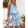 image:imageRVivimos Womens Summer Dress Boho Sleeveless Halter Layered Ruffle Casual Swing Mini Dress with PocketsSkyblue