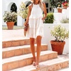 image:imageRVivimos Womens Summer Dress Boho Sleeveless Halter Layered Ruffle Casual Swing Mini Dress with PocketsWhite