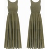 image:imageRVivimos Womens Summer Linen Tank Midi Dress 2026 Sleeveless Elastic Smocked ALine Tiered Boho Casual Flowy Beach SundressArmygreen2