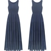 image:imageRVivimos Womens Summer Linen Tank Midi Dress 2026 Sleeveless Elastic Smocked ALine Tiered Boho Casual Flowy Beach SundressNavyblue2