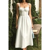 image:imageRVivimos Womens Summer Midi Milkmaid Dress Sleeveless Square Neck Button Up Cottagecore ALine Flowy Long Sun DressWhite