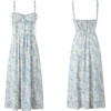 image:imageRVivimos Womens Summer Midi Milkmaid Dress Sleeveless Square Neck Button Up Cottagecore ALine Flowy Long Sun DressWhite Blue