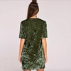 image:imageRVivimos Womens Summer Short Sleeve Crushed Velvet Mini Short DressesArmy Green