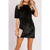 image:imageRVivimos Womens Summer Short Sleeve Crushed Velvet Mini Short DressesBlack