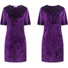 image:imageRVivimos Womens Summer Short Sleeve Crushed Velvet Mini Short DressesDarkpurple