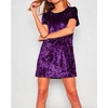 image:imageRVivimos Womens Summer Short Sleeve Crushed Velvet Mini Short DressesDarkpurple