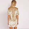 image:imageRVivimos Womens Summer Short Sleeve Crushed Velvet Mini Short DressesGold