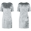 image:imageRVivimos Womens Summer Short Sleeve Crushed Velvet Mini Short DressesGrey