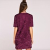 image:imageRVivimos Womens Summer Short Sleeve Crushed Velvet Mini Short DressesMulberry