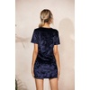 image:imageRVivimos Womens Summer Short Sleeve Crushed Velvet Mini Short DressesNavyblue