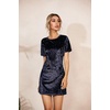 image:imageRVivimos Womens Summer Short Sleeve Crushed Velvet Mini Short DressesNavyblue