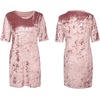 image:imageRVivimos Womens Summer Short Sleeve Crushed Velvet Mini Short DressesPink
