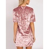 image:imageRVivimos Womens Summer Short Sleeve Crushed Velvet Mini Short DressesPink