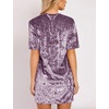 image:imageRVivimos Womens Summer Short Sleeve Crushed Velvet Mini Short DressesPurple