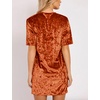 image:imageRVivimos Womens Summer Short Sleeve Crushed Velvet Mini Short DressesRustbrown