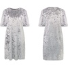 image:imageRVivimos Womens Summer Short Sleeve Crushed Velvet Mini Short DressesSilver