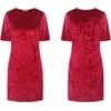 image:imageRVivimos Womens Summer Short Sleeve Crushed Velvet Mini Short DressesWine Red