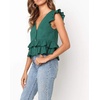image:imageRVivimos Womens Summer Sleeveless V Neck Button Up Ruffles Cotton Blouse TopsGreen