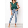 image:imageRVivimos Womens Summer Sleeveless V Neck Button Up Ruffles Cotton Blouse TopsGreen