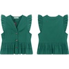 image:imageRVivimos Womens Summer Sleeveless V Neck Button Up Ruffles Cotton Blouse TopsGreen