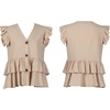 image:imageRVivimos Womens Summer Sleeveless V Neck Button Up Ruffles Cotton Blouse TopsKhaki
