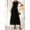 image:imageRVivimos Womens Summer Tulle Elegant Sleeveless Crew Neck Casual Cocktail Wedding Guest Tiered Tank Maxi DressBlack