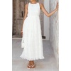 image:imageRVivimos Womens Summer Tulle Elegant Sleeveless Crew Neck Casual Cocktail Wedding Guest Tiered Tank Maxi DressWhite