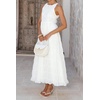 image:imageRVivimos Womens Summer Tulle Elegant Sleeveless Crew Neck Casual Cocktail Wedding Guest Tiered Tank Maxi DressWhite