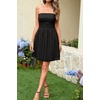 image:imageRVivimos Womens Tulle Sequin Homecoming Dresses Tube Sleeveless Tie Waist ALine Puffy Sparkly Party Mini Dress ClubwearBlack