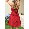 image:imageRVivimos Womens Tulle Sequin Homecoming Dresses Tube Sleeveless Tie Waist ALine Puffy Sparkly Party Mini Dress ClubwearWine Red