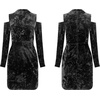image:imageRVivimos Womens Winter Crushed Velvet Long Sleeves Cold Shoulder High Neck Bodycon Mini DressBlack