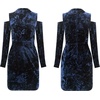 image:imageRVivimos Womens Winter Crushed Velvet Long Sleeves Cold Shoulder High Neck Bodycon Mini DressNavyblue