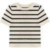 image:imageRVivimos Crop Tops for Women Spring Summer Short Sleeve Crew Neck RibKnit Stretchy Striped TShirts BlousesWhiteblack