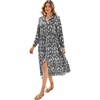 image:imageRVivimos Long Sleeve Boho Dresses for Women 2026 Floral Print Casual Button Down Loose Flowy Midi Shirt Dress with PocketsBlack