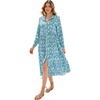 image:imageRVivimos Long Sleeve Boho Dresses for Women 2026 Floral Print Casual Button Down Loose Flowy Midi Shirt Dress with PocketsBlue