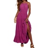 image:imageRVivimos Maxi Halter Dresses for Women Summer 2026 Boho Sleeveless Elastic Waist Sexy Backless Tiered Flowy Beach SundressMagenta
