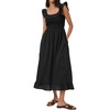 image:imageRVivimos Summer 2026 Cotton Sleeveless Square Neck Ruffle Smocked Casual ALine Flowy Midi Dress with PocketsBlack