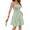 image:imageRVivimos Summer Cotton Spaghetti Strap Dresses for Women 2026 Boho Stretchy Ruched Button Down Swing Mini DressGreen