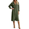 image:imageRVivimos Womens 2026 Fall Corduroy Cotton Midi Dress Long Sleeve Button Down Casual Loose Shirt Long Dresses with PocketsArmy Green