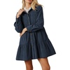 image:imageRVivimos Womens Fall Corduroy Dress 2026 Long Sleeve Button Down Tunic Mini Babydoll Dress with PocketsNavy Blue