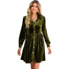 image:imageRVivimos Womens Fall Winter Velvet Button Down Mini Dress 2026 Long Sleeve Casual Swing Flowy Shirt DressArmy Green