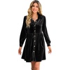 image:imageRVivimos Womens Fall Winter Velvet Button Down Mini Dress 2026 Long Sleeve Casual Swing Flowy Shirt DressBlack