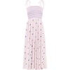 image:imageRVivimos Womens Summer Cotton Boho Midi Dress 2026 Spaghetti Strap Floral Embroidered Smocked Tiered Flowy Long DressesLight Pink