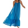 image:imageRVivimos Womens Summer Cotton Maxi Dress Adjustable Spaghetti Strap Boho Casual Backless Ruffle Loose Fit Flowy DressBlue